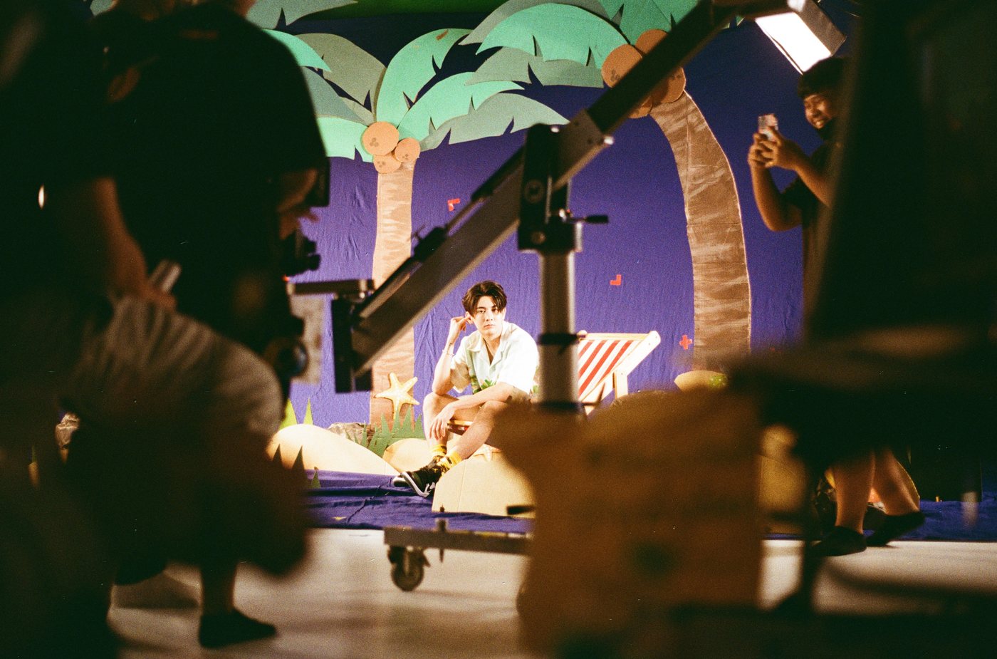 Filming a performance set