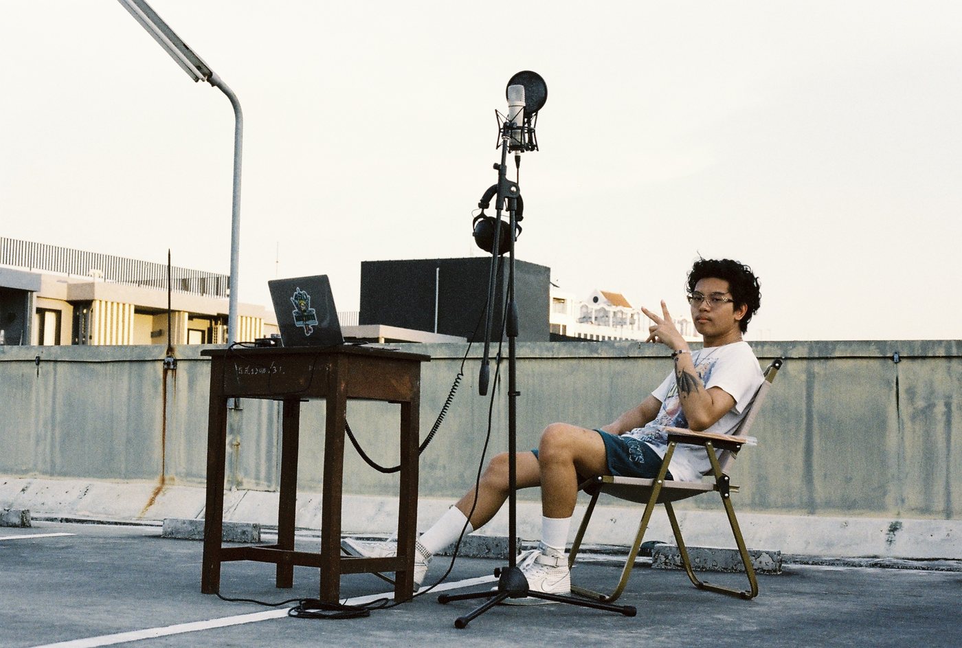 A rooftop shoot at golden hour