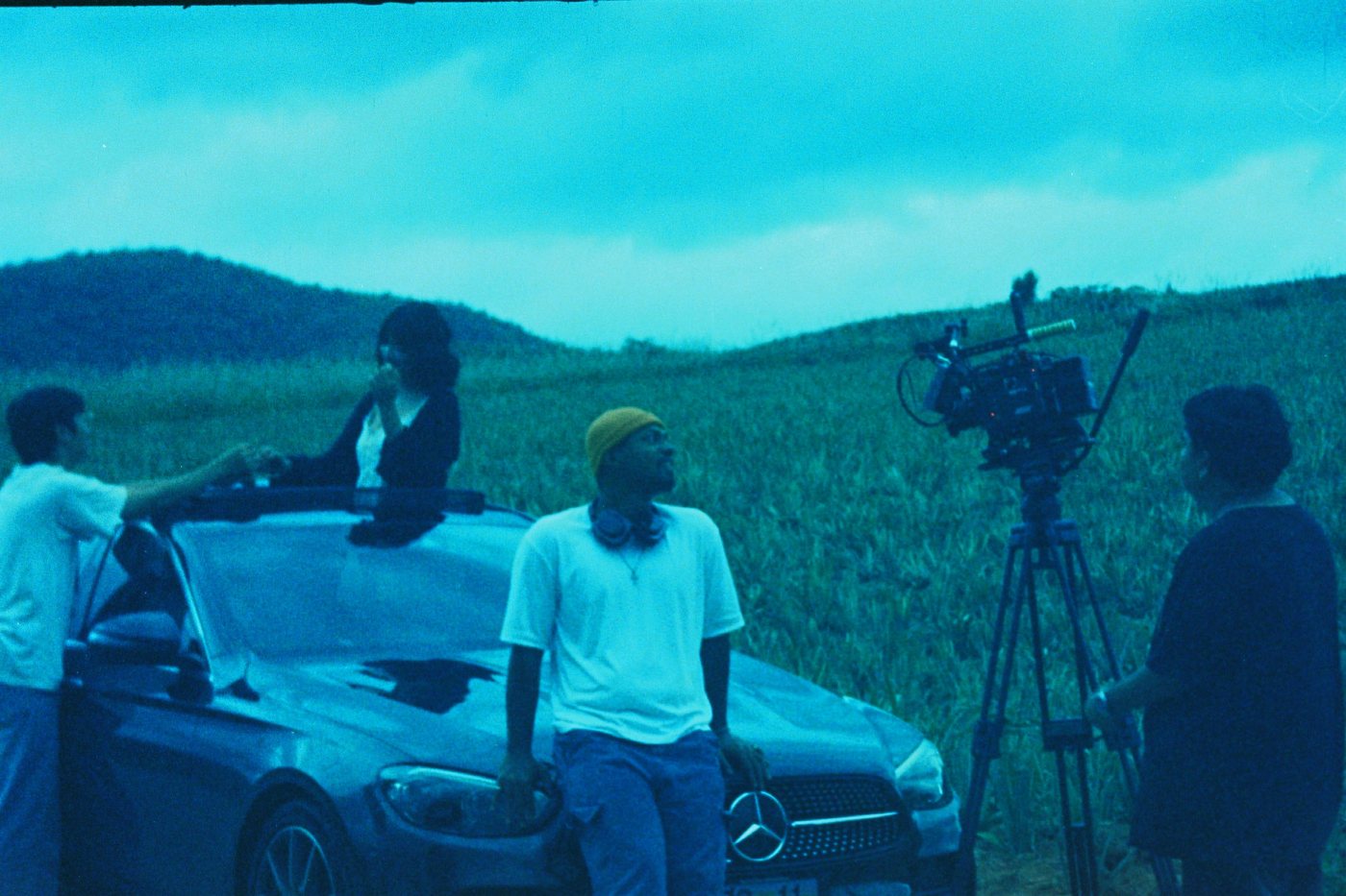 A music video shoot on location
